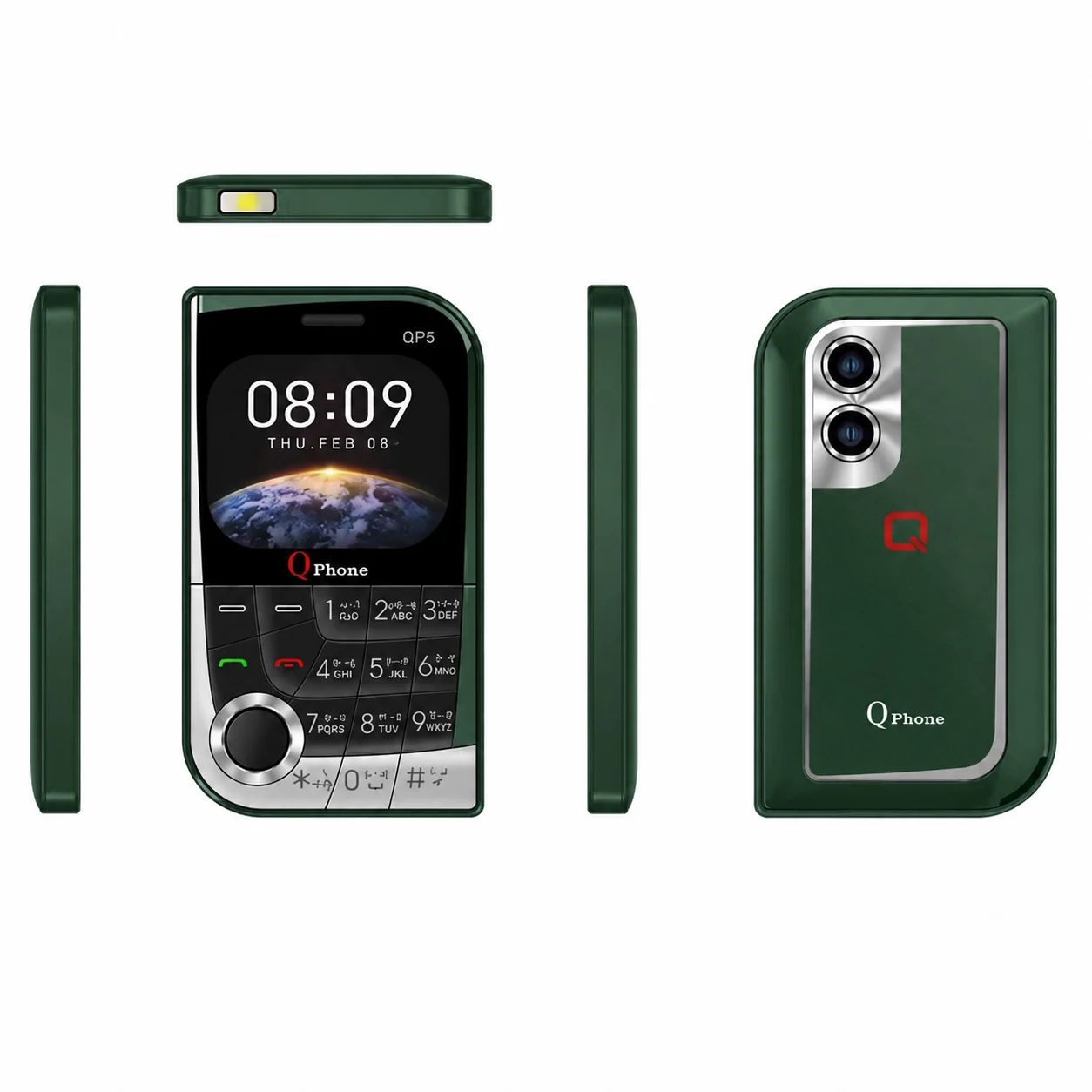 QP6 Mini Dual Sim Card Phone - Green - Image 2