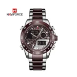 NAVIFORCE NF9171 Men's Luxury Dual Display Watch – Silver Stainless Steel with Royal Blue Dial - Image 4