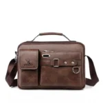 Men's PU Leather Shoulder Bag Fashion Male Real Cowhide Messenger Cross body Bag Men Business Travel Handbag Boy Phone Bag - Image 2