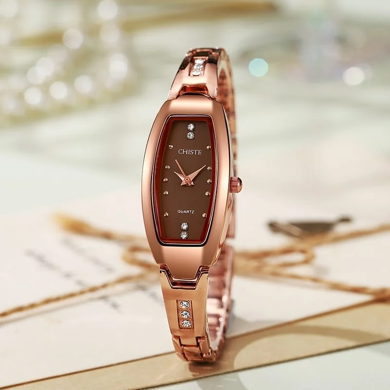 Golden Oval Watch - Stylish and Casual Women's Watch with Small Steel Strap - Image 2