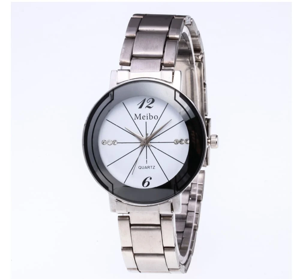 McyKcy - 1059 Alloy Steel Strip Fashion Casual Rhinestone Digital Quartz Couple's Watch - Image 3