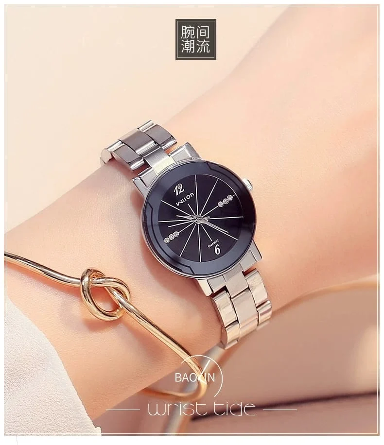 McyKcy - 1059 Alloy Steel Strip Fashion Casual Rhinestone Digital Quartz Couple's Watch - Image 4