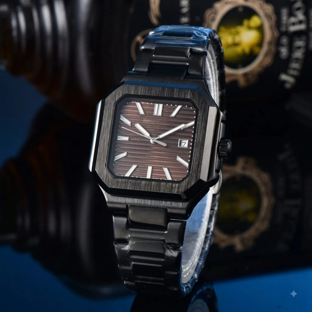 Baida Threaded Square European-Style Aristocratic Steel Band Quartz Running Second Calendar Watch - Image 2