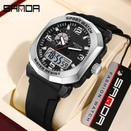 Sanda Cross-Border Dual Display Watch Student Outdoor Sports Mountaineering Watch Luminous Waterproof Multi-Function Men's Electronic Watch