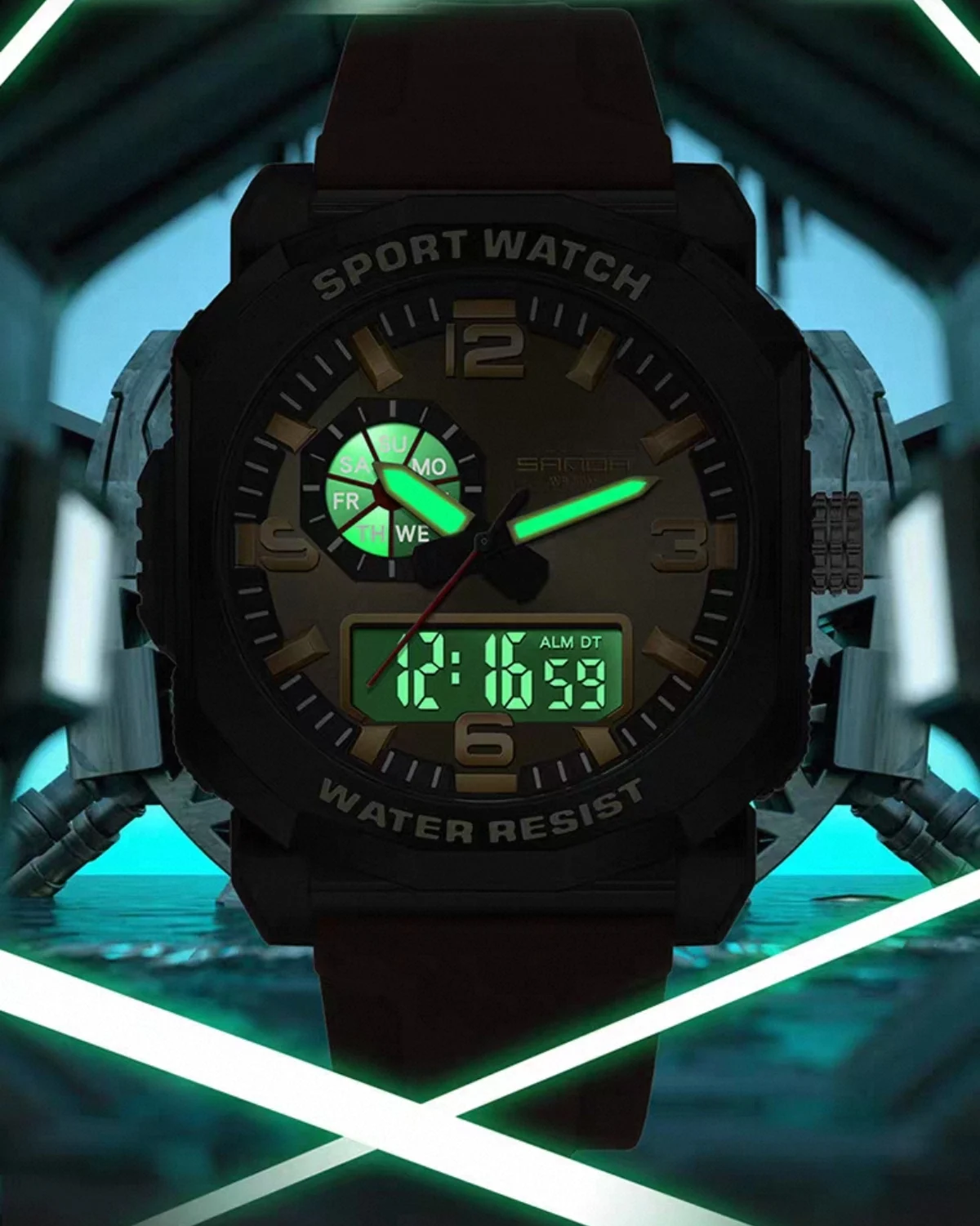Sanda Cross-Border Dual Display Watch Student Outdoor Sports Mountaineering Watch Luminous Waterproof Multi-Function Men's Electronic Watch - Image 2
